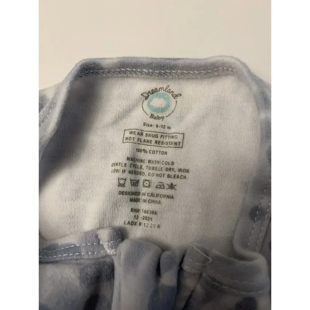 Dreamland Baby Sleepers Lot of 2 6-12 Months Cotton Zipper Pajamas Unisex